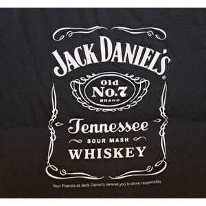 Jack Daniel’s Tennessee Whiskey Logo Black Graphic T-Shirt Men’s 2XL Tee No. 7